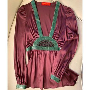 Ingwa Melero sunset cutout top 100% SILK & leather